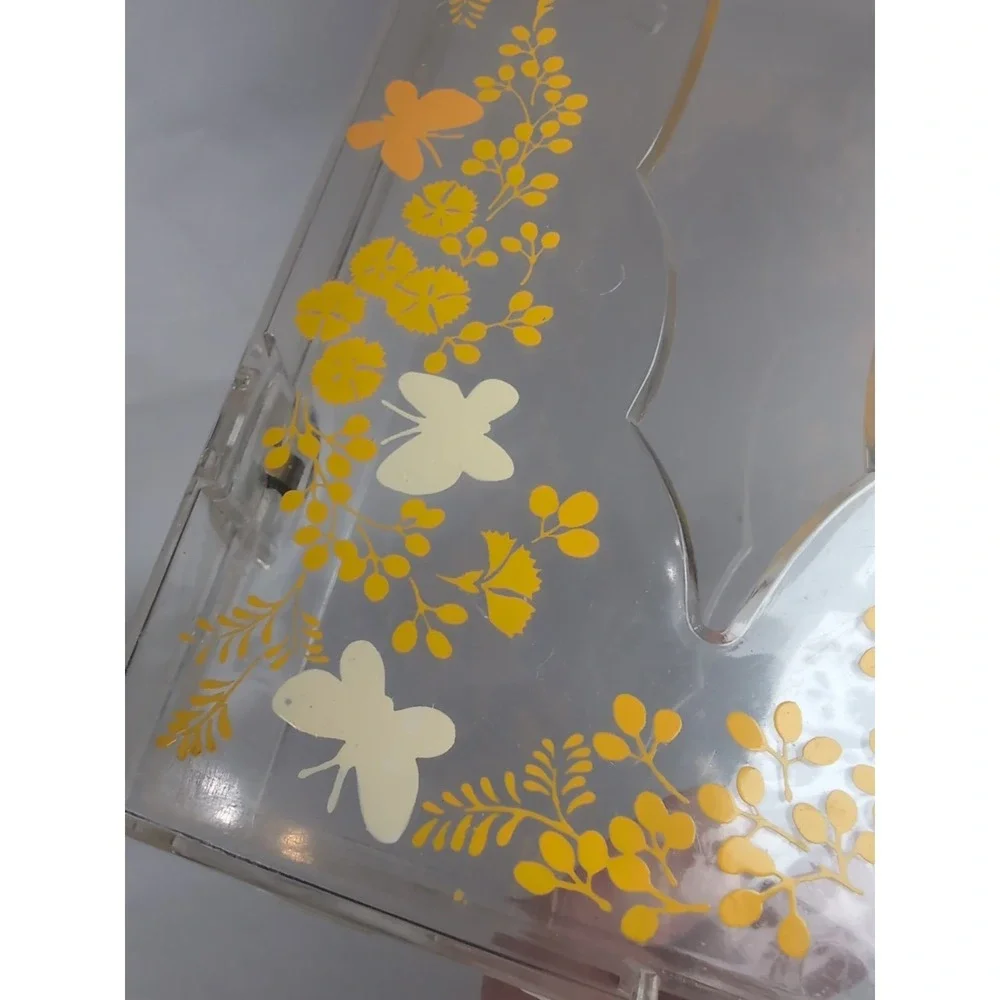 Wolff Acrylic Tissue Box Holder Mount Yellow/Cream Butterflies 10